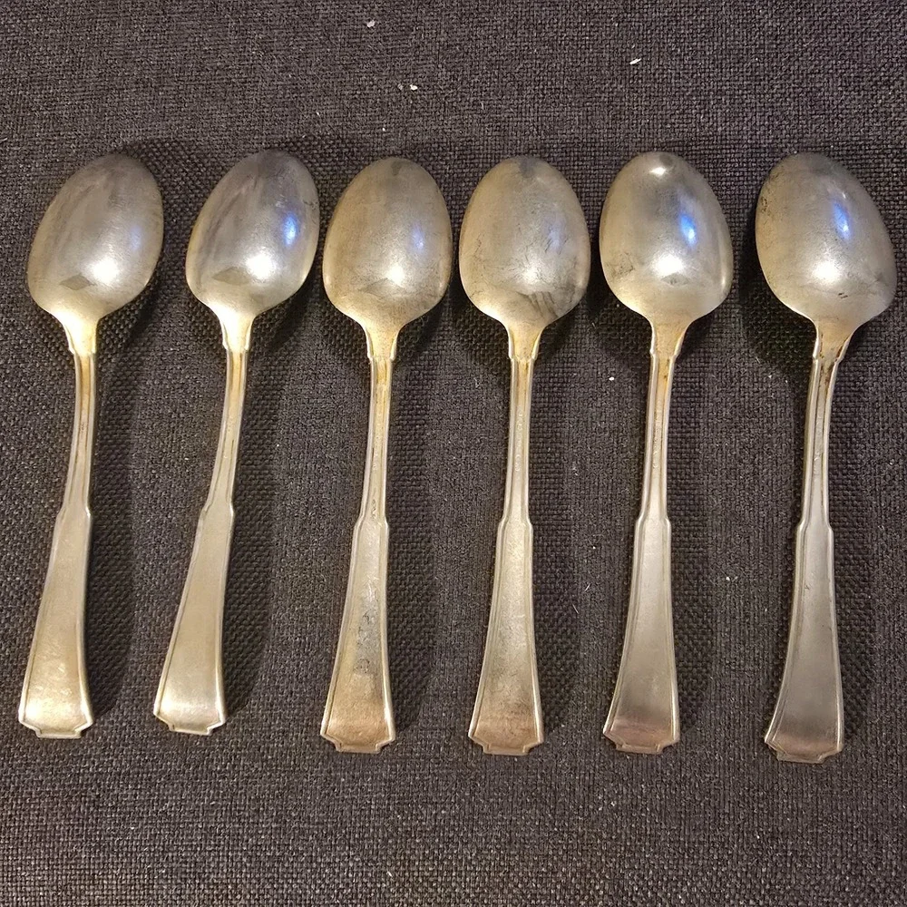X6 Oneida GRECIAN Silverplate Tablespoosn 1881 Rogers Greek Key Flatware 7 1/4